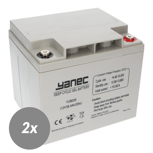 Yanec Gel Accu 12V 36.4Ah Vervangingsset (Excl. Kabels)